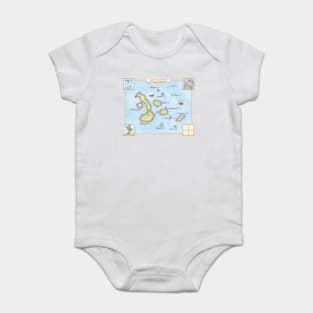 Galapagos Archipelago Map With Sailing Ships Baby Bodysuit